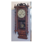 Antique Anglo American Dropdial Marquetry Inlaid Walnut Scrolled Wall Clock 1885