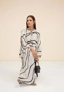 Organza Silk Kaftan, Party Wear, Printed Long  Kaftan, Gift For Wife J5829 - Picture 1 of 11