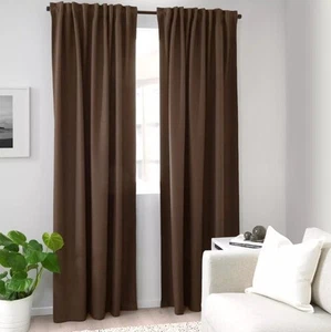 IKEA Annakajsa Room Darkening Curtain Panels, 1 pair Brown, 57"x 98" 145x250 cm - Picture 1 of 5
