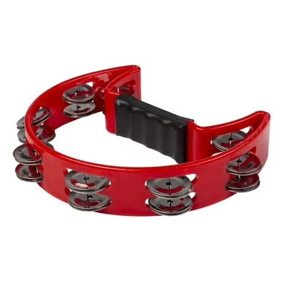 FHT-R Hand Tambourine Doppelreihig Stahlschellen Klarer Klang Ergonomisch Rot - Bild 1 von 3