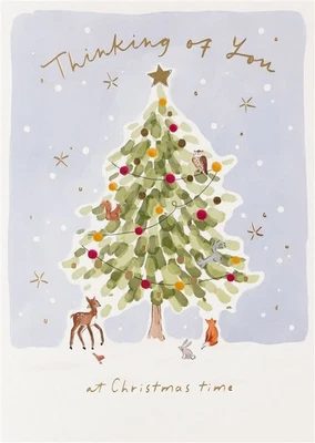 PAPERLINK Thinking Of You At Christmas Time Card Tree Deer Warmest Of Wishes Male Female
