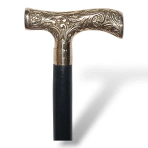 Vintage Antique Style Gold Brass, Black Wood Victorian Walking Stick Cane /stick - Picture 1 of 5