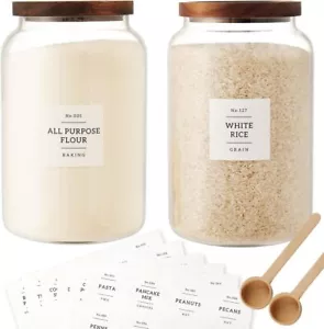 2 PCS Large Glass Jar with Airtight Lid, Glass Food Storage Jars for Tea,Spice - Picture 1 of 6
