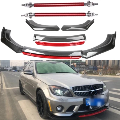 Front Bumper Splitter Spoiler Body Kit Carbon Fiber Rods For Mercedes-Benz - Image 1 of 4