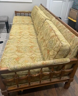 Трехместный диван, винтажный, цветочный, желтый/коричневый - Изображение 1 из 4