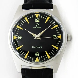 Vintage Omega Geneve Winding Black Dial 34mm Men Steel Watch C.1969 - Picture 1 of 13