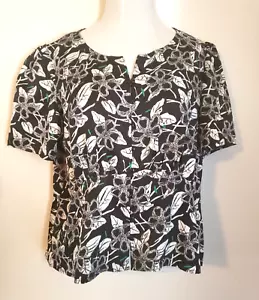 George Damen Gr. XL Brustweite 44" Bluse Oberteil Kurzarm Knopfleiste Schößchenblatt - Bild 1 von 10