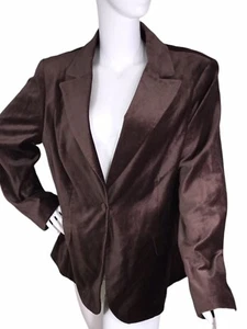 Apostrophe sz 18W💕NEW💕 Lux Chocolate Velvety Blazer Jacket Button Women's - Picture 1 of 13