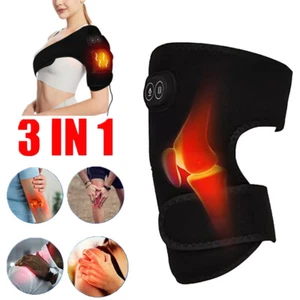 Electric Heated Vibration Knee Joint Brace Therapy Shoulder Massager Pain Relief - Picture 1 of 13