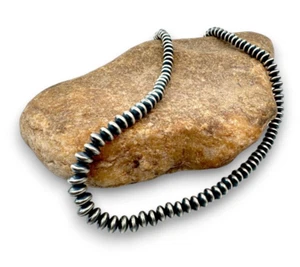 Collar Navajo Plata Esterlina Rondelles Platillo Cuentas Planas 6mm 30" 60630 - Imagen 1 de 9