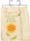 Primitives By Kathy Flour Sack Dish Towel ~ Happiness Blooms From Within