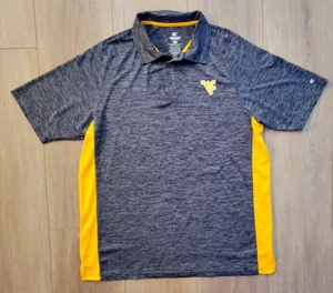 West Virginia Mountaineers Polo Shirt Mens XL Gray & Gold Performance WV NCAA - Picture 1 of 8