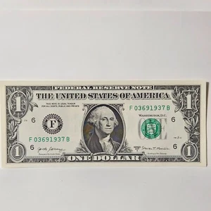 $1 Birthday Note One Dollar Bill F03691937B Uncirculated ( Trailing Year 1937 ) - Picture 1 of 1