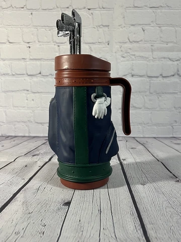 Vintage 1996 Golf Bag Golf Clubs Shaped Water Bottle Tumbler by E&B Gift 9.5” Cover