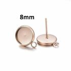10 pcs. 304 Stainless Steel Rose Gold Earring Posts Studs Settings Bezels 