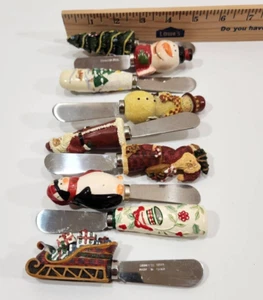 Juego de 9 Cuchillos y Esparcidores Tema Navidad Multicolor Queso Dip Mantequilla - Imagen 1 de 5