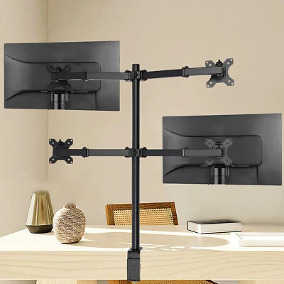 Quad Four Arm Desk Mount LCD Computer Monitor Bracket Stand 10”-27” in Screen TV - Image 1 of 4