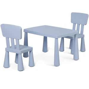 3PCS Plastic Toddler Children Activity Table for Reading Drawing Snack Time Blue - Picture 1 of 17