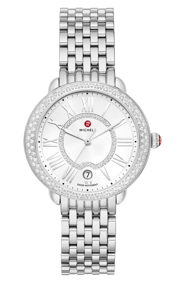 MICHELE Serein Mid Silver Diamond Dial Women's Watch (MWW21B000143)