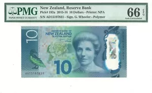 MONEY NEW ZEALAND 10 DOLLARS 2015 RESERVE BANK PMG SUPERB GEM UNC PICK #192a - Picture 1 of 2