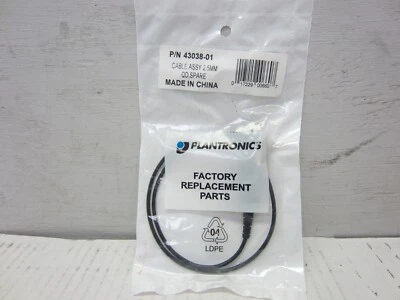 Plantronics 43038-01 18" Straight cable  W/quick Disconnect(2.5mm Jack)20 in stk - Image 1 of 4