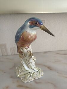 Stunning Royal Worcester Kingfisher on stump IMMACULATE