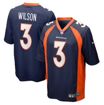 Nike NFL Youth Denver Broncos #3 Russell Wilson Jersey Navy/Orange Dff Size
