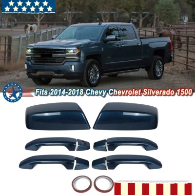 Deep Blue Door Handle Covers+Mirror Caps For 2014-2018 Chevrolet Silverado 1500 - Изображение 1 из 4