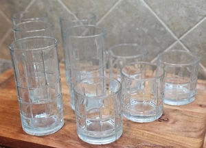 9 Vtg Anchor Hocking Tartan Manchester Iced Tea/Juice Clear Glasses 16oz & 8oz - Picture 1 of 9