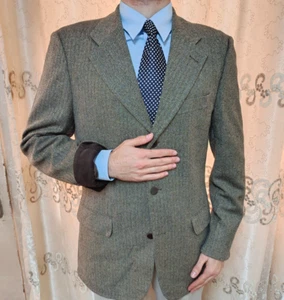 Vintage handtailored all worsted bespoke classic unique suit jacket blazer 42R - Picture 1 of 13