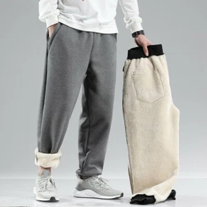 Herren Sherpa Fleece gefütterte Tapered Hose Winter wattierte Jogginghose Hose Freizeit - Bild 1 von 13