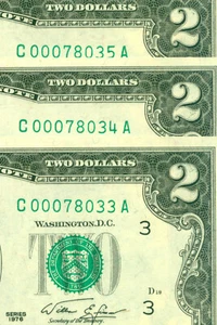 1976 2 Dollar Bill FDOI x 3 (Low serial #) World paper money currency banknotes - Picture 1 of 7