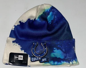 New Era Royal Indianapolis Colts AFC 2022 Sideline Ink Dye Beanie Knit Hat OSFM - Picture 1 of 6