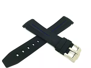 Rubber Strap Replacement Band Men's Watch Black Blue 20mm Lug - Picture 1 of 3