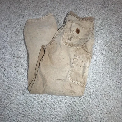 Брюки плотника мужские Carhartt искусственно состаренные свободные желтовато-коричневые тяжелые рабочие размер 30X32 - Изображение 1 из 4