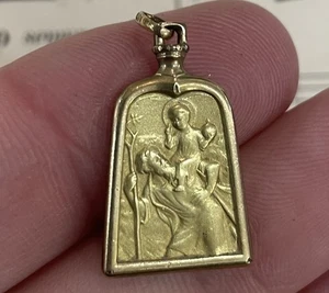 Antique French Art Nouveau Gold-Filled St Christopher Religious Medal c1920 - Picture 1 of 2