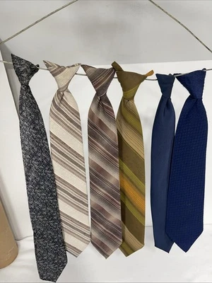 Vintage Lot of 6 MCM 60s 70s Clip On Ties Snapper Neckties Wembley Sears - Image 1 of 4