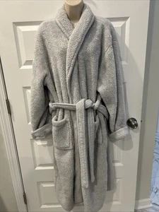 Premium blau/grau Plüsch weich Morgenmantel flauschig flauschig warm Sherpa Fleece Bademantel Morgenmantel - Bild 1 von 6