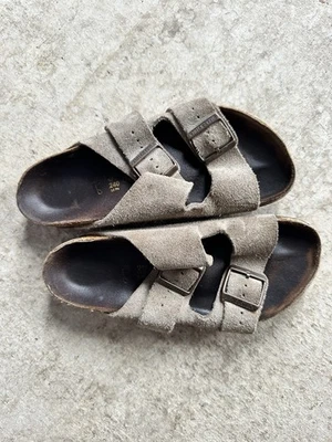 Birkenstock Arizona Taupe Leather Sandals Size 37 Narrow Fit Soft Footbed - Image 1 of 4