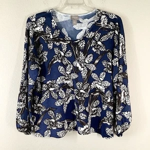 CHICO’S Blumen Pullover Desert Blooms Ballonärmel leicht Freizeit Arbeit XL - Bild 1 von 12