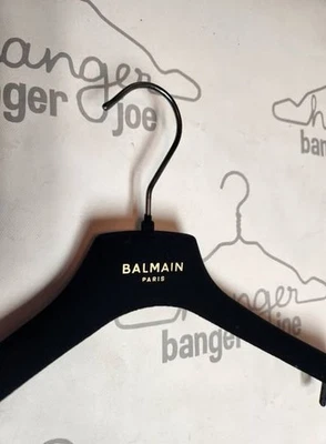 BALMAIN PARIS 15 " BLACK VELVET FELT DRESS SHIRT HANGERS  SET 12 - Image 1 of 4