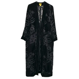 Kimono largo de terciopelo negro etiqueta dorada H&M 8 ASO Whimsy Goth Witchy Riverdale - Imagen 1 de 10