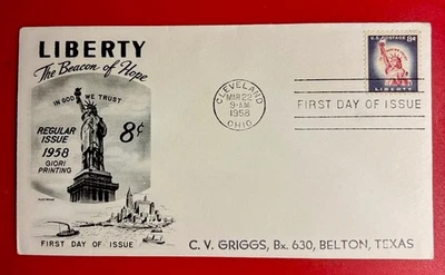 UNITED STATES STATUE OF LIBERTY 1958 SC#1042 FLEEETWOOD CACHET SINGLE NSA - Image 1 of 2