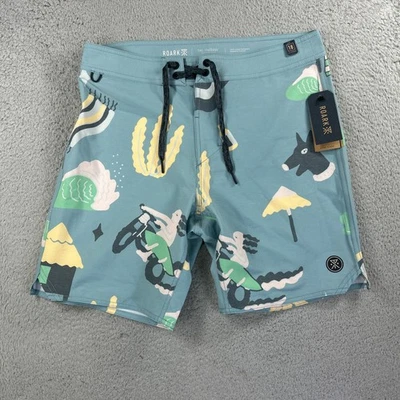 Pantalones Cortos Roark Board Para Hombres 30 Azul Pasaje Surf Natación Playa Tropical Sin Forro NUEVO - Imagen 1 de 4