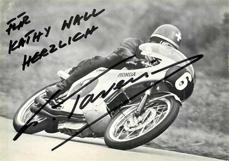 Luigi Taveri Autogramm - Schweizer Motorrad-Weltmeister Honda Rennfahrer - Bild 1 von 2