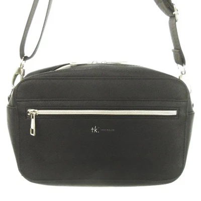 TAKEO KIKUCHI tk. Shoulder bag PVC logo Silver metal fittings Black /AO7 ■GY18 - Image 1 of 4