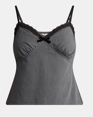 Camiseta sin mangas para mujer Carbón No Boundaries Sweetheart con ribete de encaje, M (8-10) Foto 1 de 4