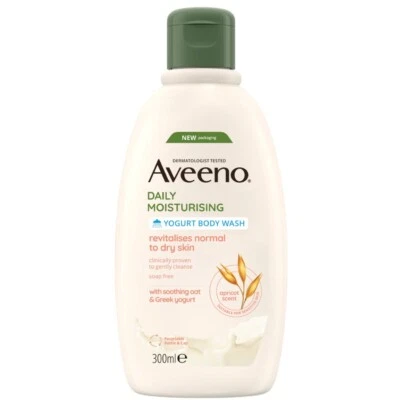 Aveeno Daily Moisturising Yogurt Body Wash, Apricot Scent, 300ml