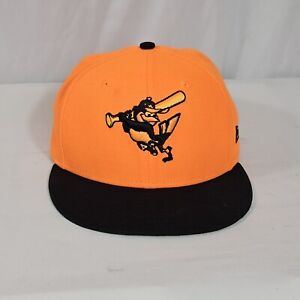 New Era 59Fifty Baltimore Orioles Fitted Hat Cap Size 6 7/8 Bright Orange Adult