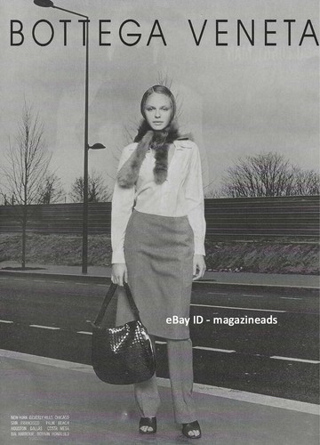 vintage BOTTEGA VENETA 1 PAGINA STAMPA ANNUNCIO AUTUNNO 1998 RACHEL ROBERTS bella donna